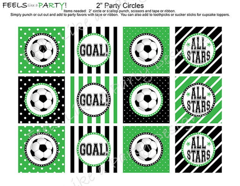 Soccer Cupcake Toppers Instant Download, Soccer Favors, Printable Soccer Cupcake Toppers, Soccer Cupcakes, Soccer Party Treats image 2