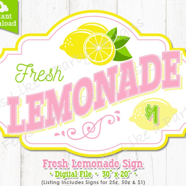 Lemonade Stand Sign - DIY Instant Download, Lemonade Banner, Lemonade Booth, Lemonade Kiosk, Carnival Sign, Carnival Booth Sign