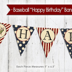 Baseball Happy Birthday Banner - Instant Download