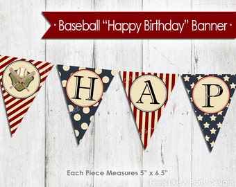 Baseball Happy Birthday Banner - Instant Download