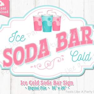 Pink and Blue Soda Bar Sign - DIY Printable Sign, Soda Bar Sign, Carnival Sign, Carnival Booth Sign, Drink Banner, Drink Station Sign