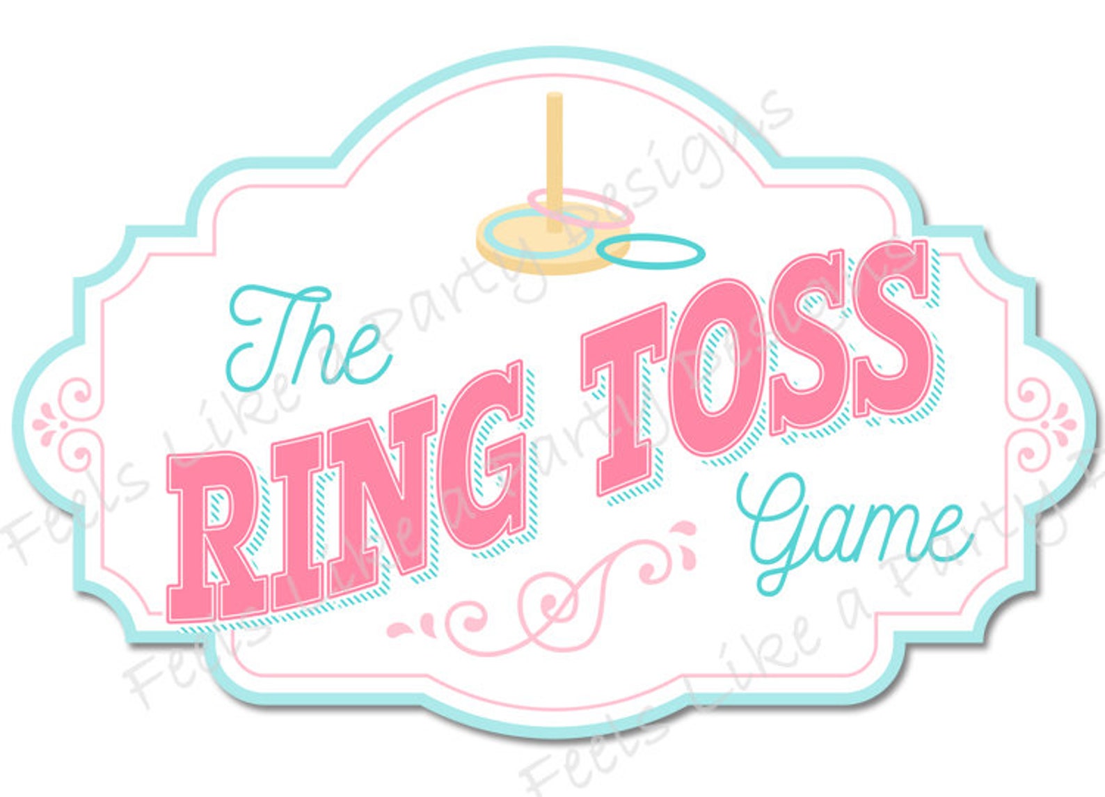 Pink and Blue Ring Toss Game Sign DIY Instant Download Etsy