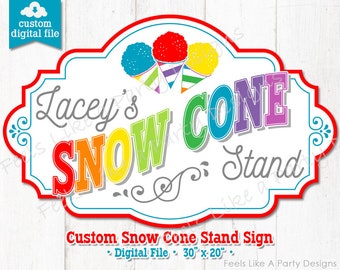 Custom Snow Cone Stand Sign - Digital Download, DIY Printable Sign, Snow Cone Booth, Carnival Booth Sign