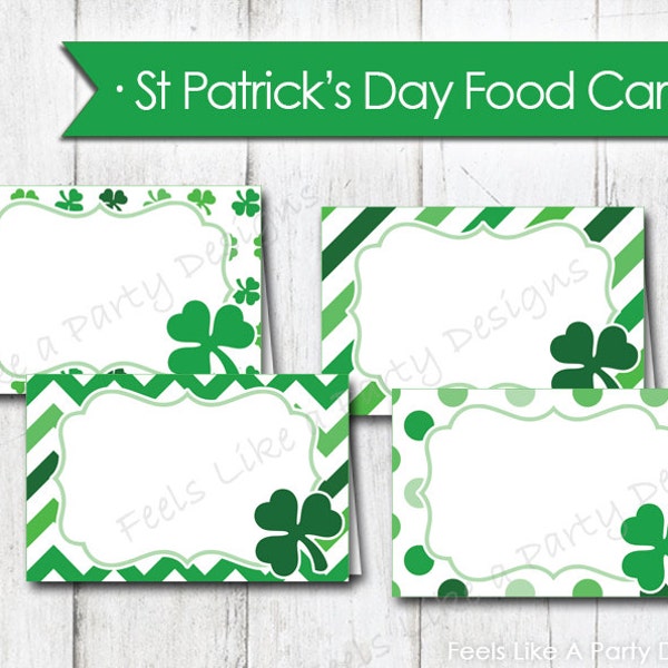 St. Patrick's Day Food Cards - Instant Download, St. Patrick's Day Favor, Printable St. Patrick's Day, St. Patrick's Day Food Tents