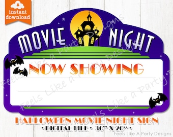 Movie Theater Sign DIY Instant Download, Movie Party, Movie Banner ...