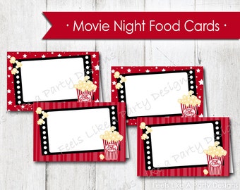 Tarjetas de comida para la noche de cine - Descarga instantánea