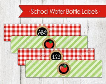 Back to School Water Bottle Wrappers - Instant Download