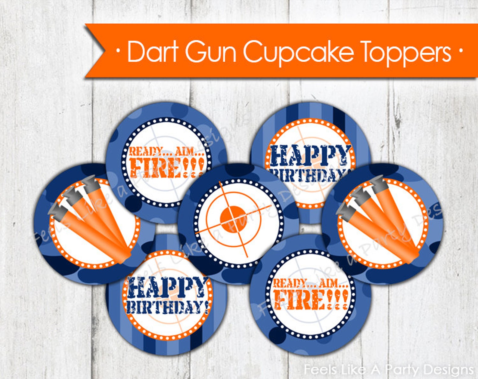 Blue Camo Dart Gun Cupcake Toppers Instant Download - Etsy