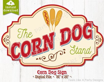 Corn Dog Sign - DIY Instant Download, Carnival Sign, Corn Dog Booth Sign, Corn Dog Stand Sign, Printable Carnival Sign, Corn Dog Banner