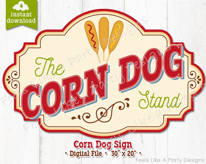 Corn Dog Sign DIY Instant Download Carnival Sign Corn Dog Etsy