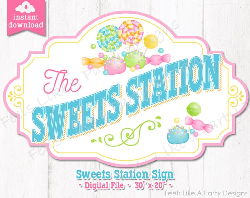 Colorful Sweets Station Sign DIY Printable Sign Sweets Etsy