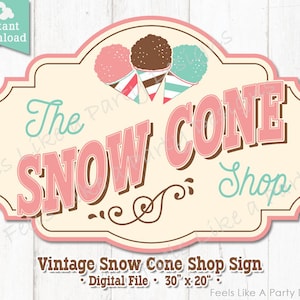 Vintage Snow Cone Sign - DIY Instant Download, Carnival Sign, Snow Cone Banner, Snow Cone Booth Sign