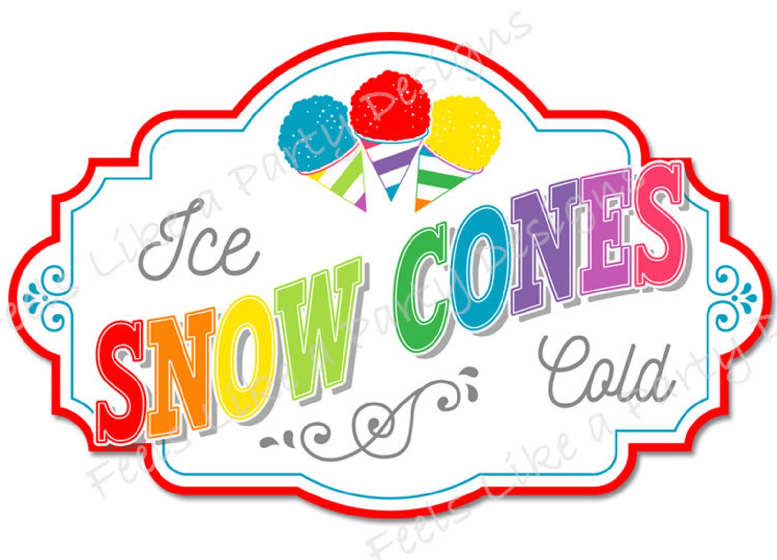 Snow Cone Sign DIY Instant Download Carnival Sign Snow Etsy