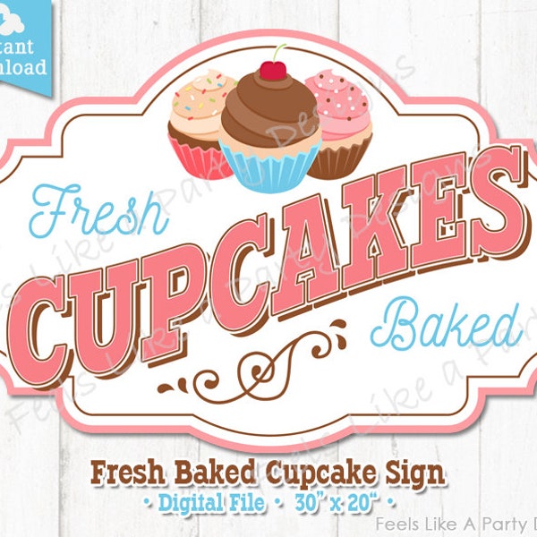 Cupcake Sign - DIY Instant Download, Carnival Signs, Cupcake Banner, Cupcake Stand, Bake Sale Sign, Cupcake Kiosk