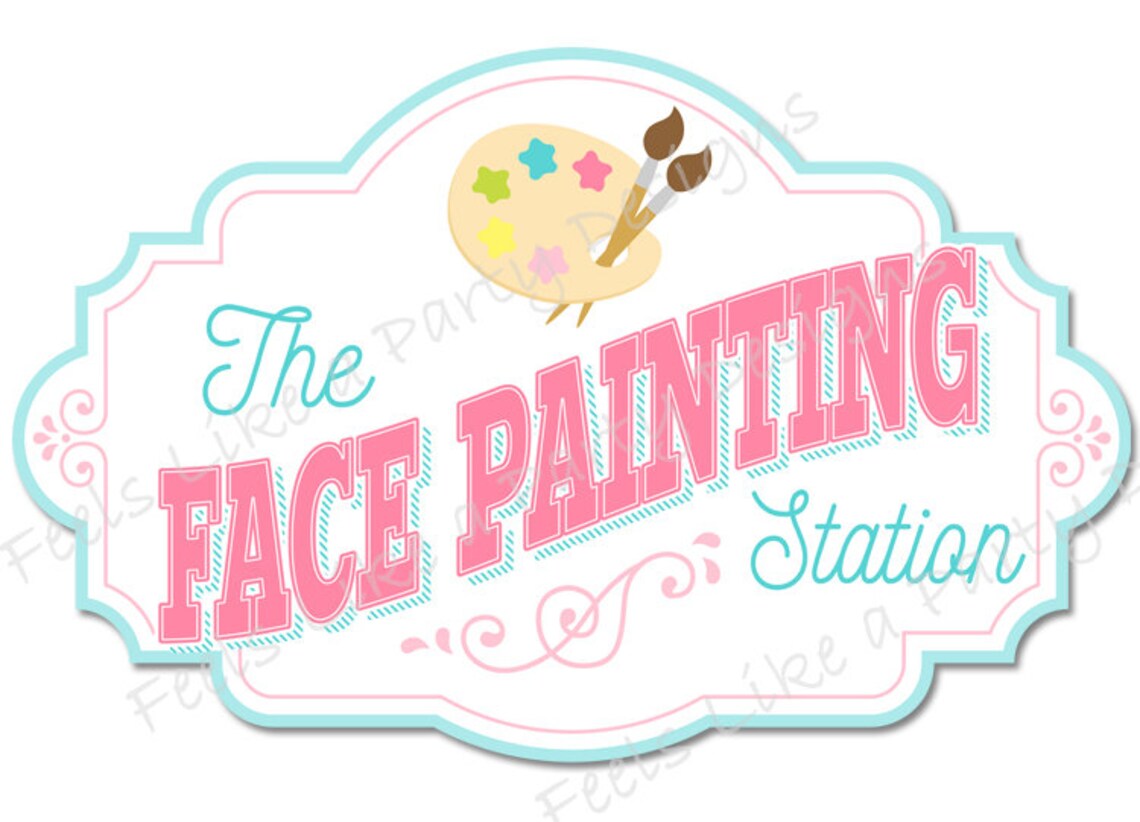 Pink and Blue Face Painting Sign DIY Instant Download Etsy UK