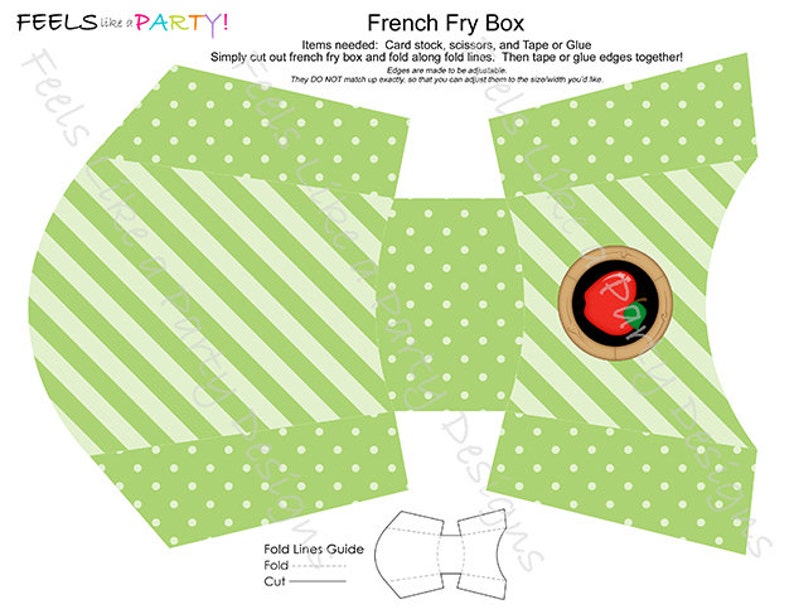 Back to School French Fry Box Instant Download