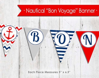 Nautical Bon Voyage Banner - Instant Download