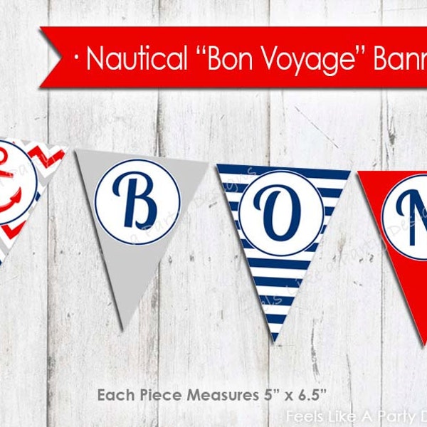 Nautical Bon Voyage Banner - Instant Download