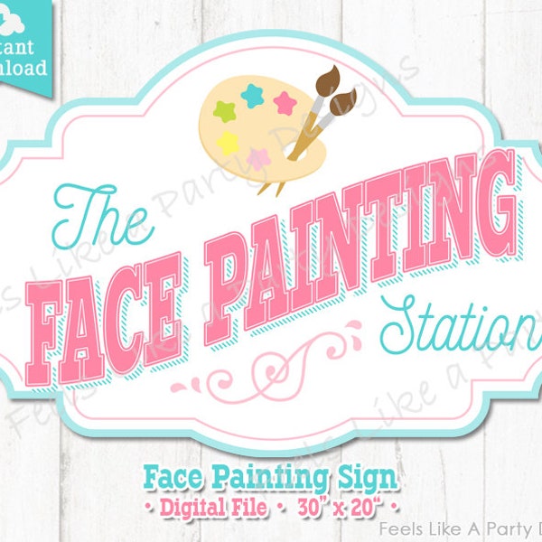 Pink and Blue Face Painting Sign - DIY Instant Download, Carnival Sign, Face Painting Banner, Face Painting Booth Sign, Carnival Sign