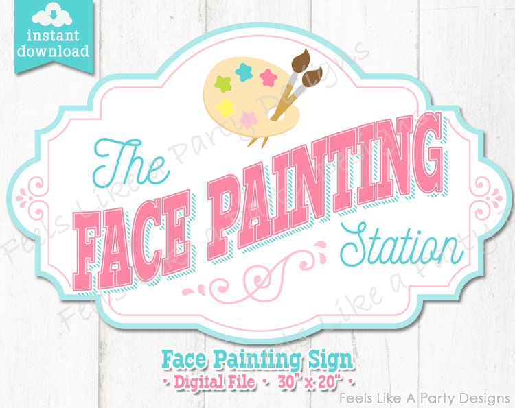 Pink and blue face painting sign diy instant download etsy uk