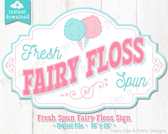 Fairy Floss Sign - DIY Instant Download, Carnival Signs, Fairy Floss Banner, Fairy Floss Stand, Circus Sign, Carnival Stand Sign