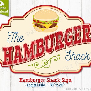 Hamburger Sign - DIY Instant Download, Carnival Sign, Hamburger Booth Sign, Hamburger Stand Sign, Printable Carnival Sign, Hamburger Banner