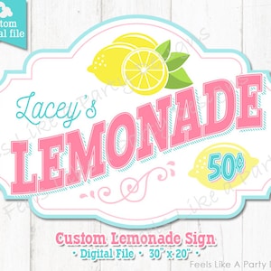Custom Pink and Blue Lemonade Stand Sign - Digital Download, DIY Printable Sign, Lemonade Booth, Carnival Booth Sign