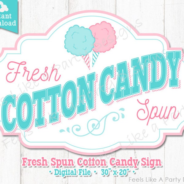 Cotton Candy Sign - DIY Instant Download, Carnival Signs, Cotton Candy Banner, Cotton Candy Stand, Circus Sign, Carnival Stand Sign