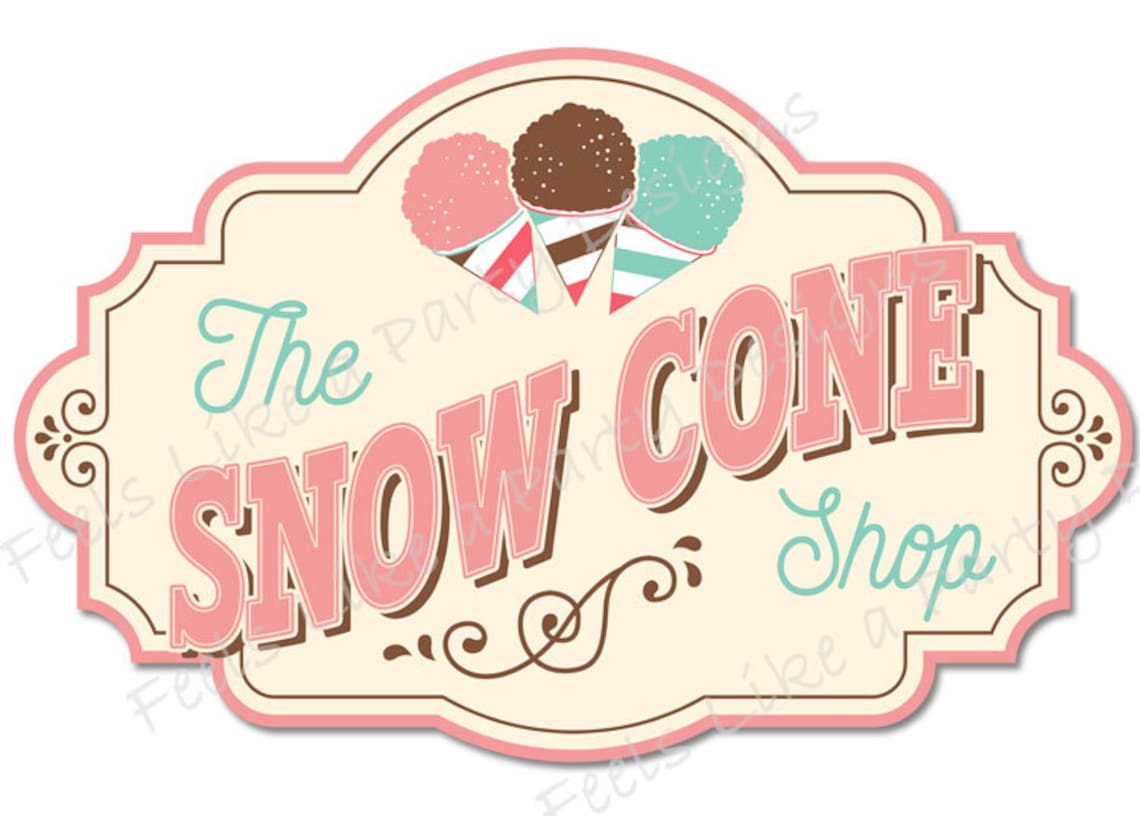 Vintage Snow Cone Sign DIY Instant Download Carnival Sign Etsy Australia