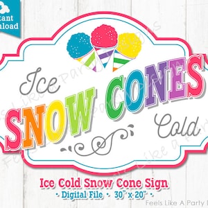 Pink Snow Cone Sign - DIY Instant Download, Carnival Sign, Snow Cone Banner, Snow Cone Booth Sign