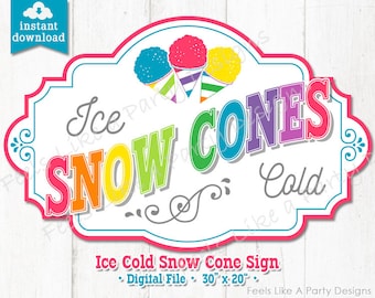 Pink Snow Cone Sign - DIY Instant Download, Carnival Sign, Snow Cone Banner, Snow Cone Booth Sign