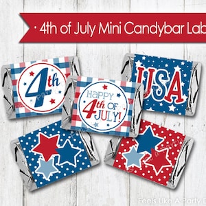 4th of July Mini Candy Bar Wrappers - Instant Download