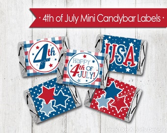 4th of July Mini Candy Bar Wrappers - Instant Download