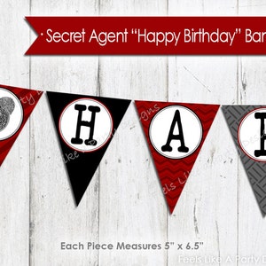 Secret Agent &quot;Happy Birthday&quot; Banner - Instant Download