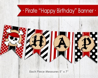 Pirate Happy Birthday Banner - Instant Download