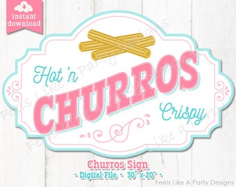 Pink and Blue Churro Sign - DIY Instant Download, Carnival Sign, Printable Carnival Sign, Churro Stand, Churro Kiosk, Churro Banner