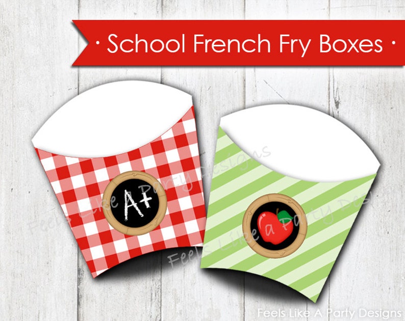 Back to School French Fry Box Instant Download