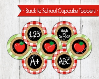 Back to School Cupcake Toppers - Instant Download