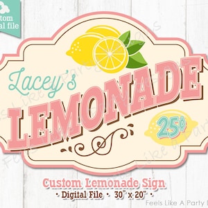 Custom Vintage Lemonade Stand Sign - Digital Download, DIY Printable Sign, Lemonade Booth, Carnival Booth Sign