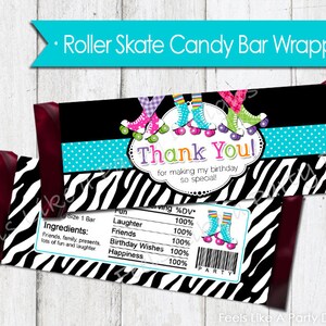 Roller Skating Candy Bar Wrapper - Instant Download