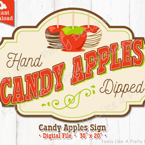 Candy Apples Sign - DIY Instant Download, Candy Apple Stand, Carnival Sign, Carnival Booth, Bake Sale Sign