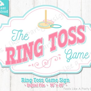Pink and Blue Ring Toss Game Sign - DIY Instant Download, Carnival Sign, Ring Toss Banner, Ring Toss Booth Sign, Carnival Game Sign