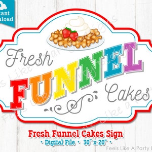 Rainbow Funnel Cakes Sign - DIY Instant Download, Carnival Sign, Printable Carnival Sign, Funnel Cake Booth, Funnel Cake Kiosk