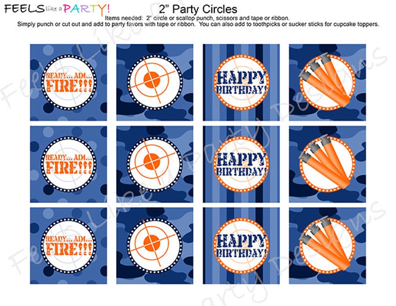 Blue Camo Dart Gun Cupcake Toppers Instant Download - Etsy
