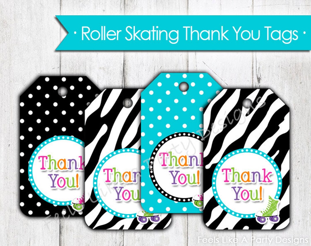 Roller Skate Thank You Tags- Instant Download, Roller Skate Party Favor ...