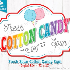 Colorful Cotton Candy Sign - DIY Instant Download, Carnival Signs ...