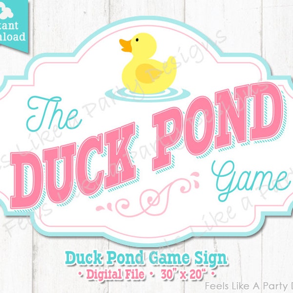 Pink and Blue Duck Pond Game Sign - DIY Instant Download, Carnival Sign, Duck Pond Banner, Duck Pond Booth Sign