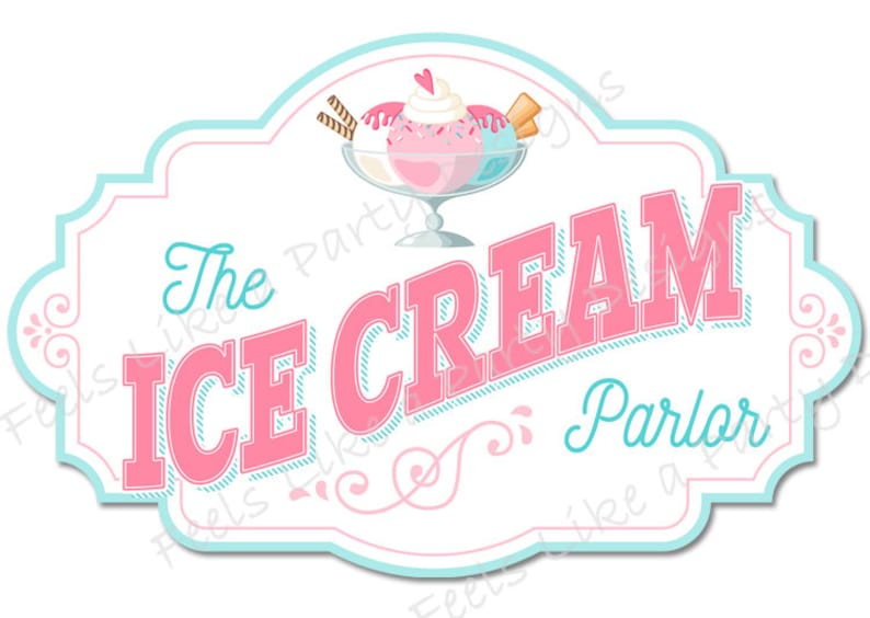 Blue and Pink Ice Cream Parlor Sign DIY Instant Download Etsy