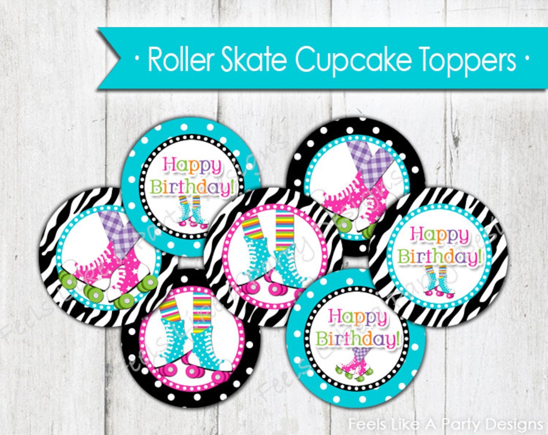 Roller Skating Cupcake Toppers - Instant Download, Roller Skate Cupcake ...