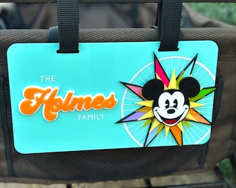 Personalized Stroller Tags | Theme Park Name Tags for Strollers Wagons Wheelchairs | Disney Inspired | Mouse Ears